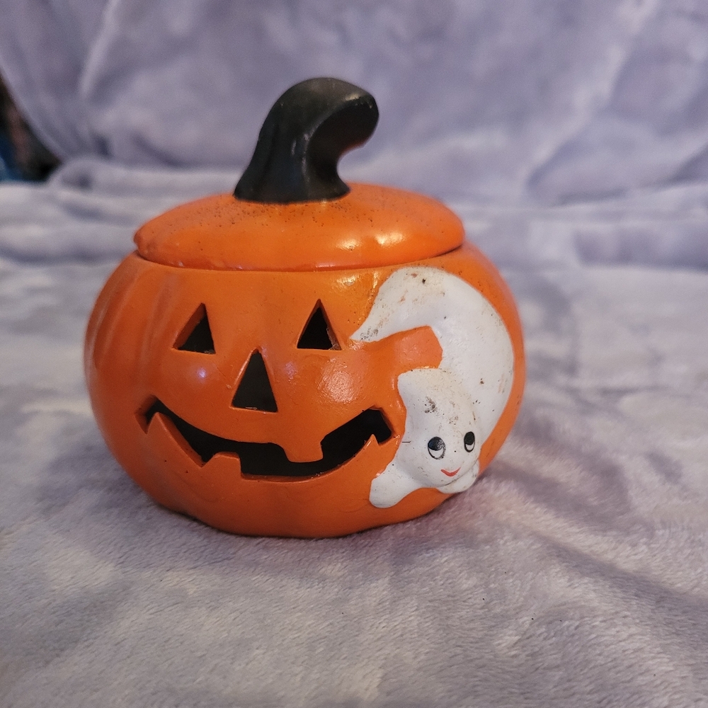 Vintage Halloween Pumpkin Candle Holder